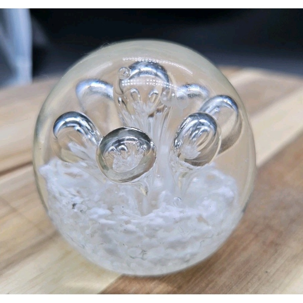 Small Vintage Art‎ Glass Paperweight Bubble Burst READ DESCRIPTION